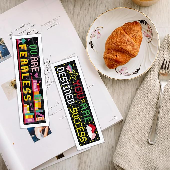 INFUNLY 6Pcs Inspirational Words Cross Stitch Bookmark Kits 8"x2.4" DIY - Image 7