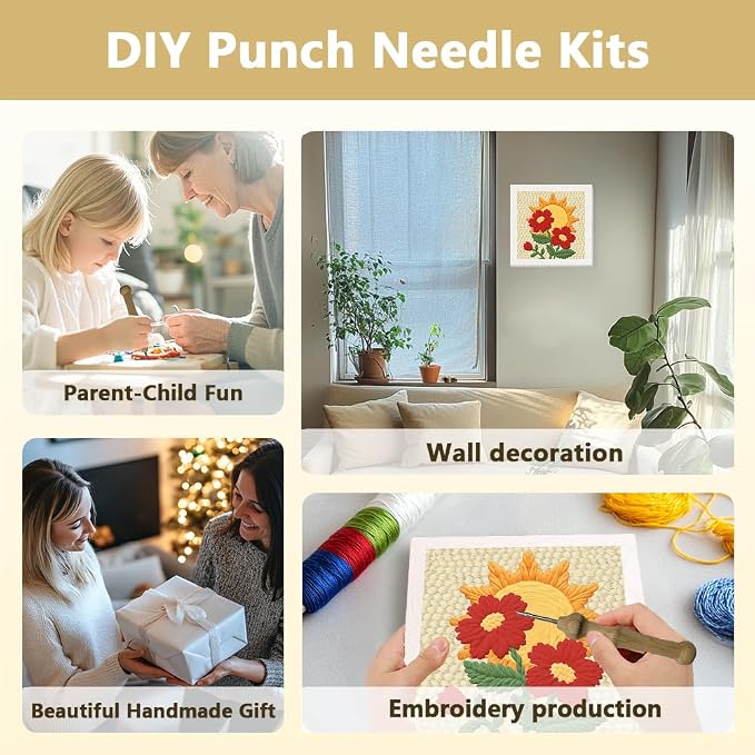 Doodlream Flowers and Sun DIY Punch Needle Embroidery Kit - Image 4
