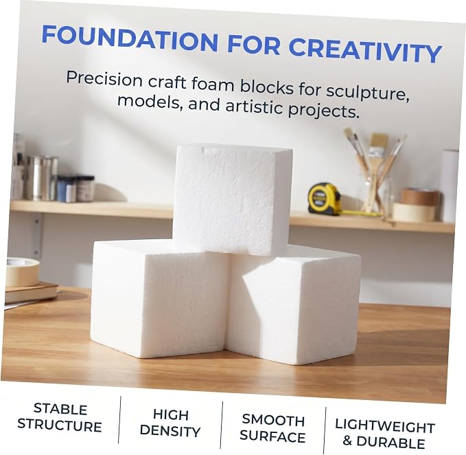 DOITOOL 8pcs 4-inch Crafting Foam Blocks Square Cubes - Image 8
