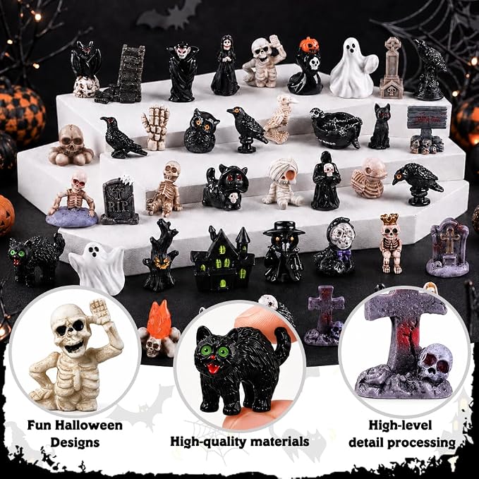 DIYDEC 60pcs Halloween Resin Miniatures Mini Resin Ghost Skull Figures to Hide - Image 4