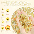 qiipii 220PCS 10mm Shiny Gold Round Half Round Pearls - Image 3