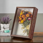 2 Pack 4x6 Shadow Box Frame，HD Glass Wooden Brown Hollow Photo Frame, Seashell - Image 3