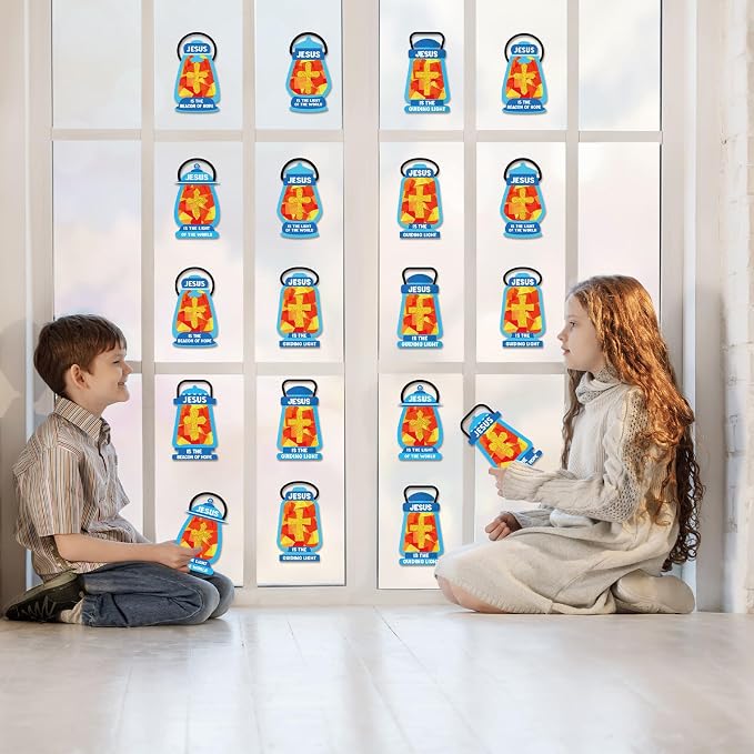 40PCS Sunday School VBS Crafts Bulk: Paper Oil-Lamp Nativity Suncatchers - Image 7