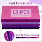 XSEINO 13 Rolls 8"x35" 1.4mm Thick Soft Felt Fabric Sheet 13 Assorted Purple - Image 3
