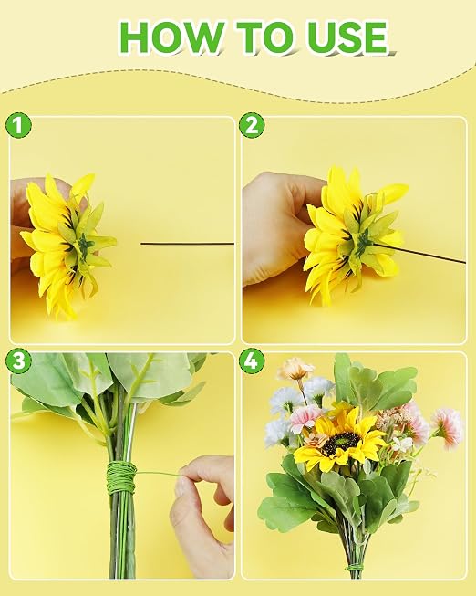 120 PCS FIVEIZERO 18 Gauge MixColor Floral Wire Stems - Image 6