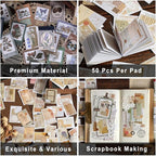 PRSTINCOL 6 Sets 300 Pcs Washi Stickers Book, Vintage Aesthetic Sticker Set - Image 3