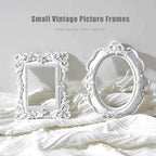5Pcs Mini Frames -White Small Vintage Flower Oval Rectangle Baroque Frames - Image 2