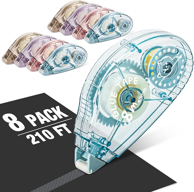 Double Sided Tape Roller, 8 Pack Adhesive Scrapbook Tape Runner by Prenesa