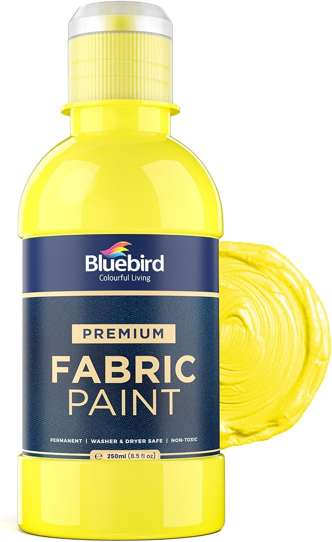 BLUEBIRD Fabric Paint, Lemon Yellow, 8.5 Fl Oz, Permanent Fabric Paints by BluebirdArts