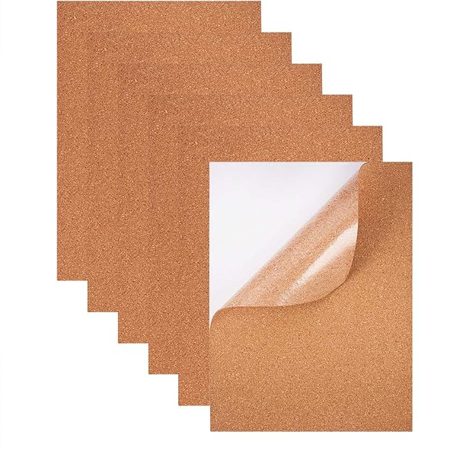 BENECREAT 8 Pack Self-Adhesive Cork Sheets 1mm Thick A4 Rectangle Insulation by BENECREAT