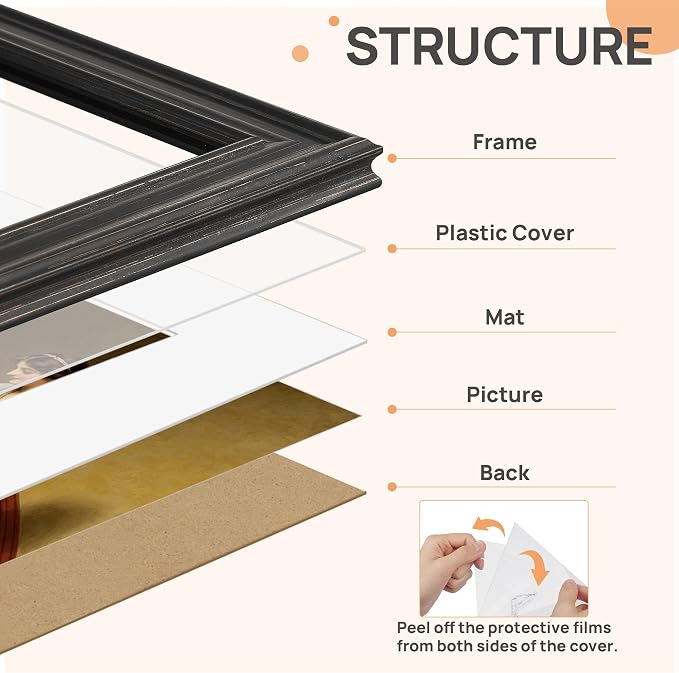 upsimples 8.5 by 11 Picture Frame, Vintage Frames Decor, Wall or Tabletop - Image 3