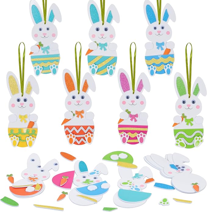 Fennoral 12 Pack Bunny Craft for Kids Make You Own Rabbit Foam Stickers by Fennoral