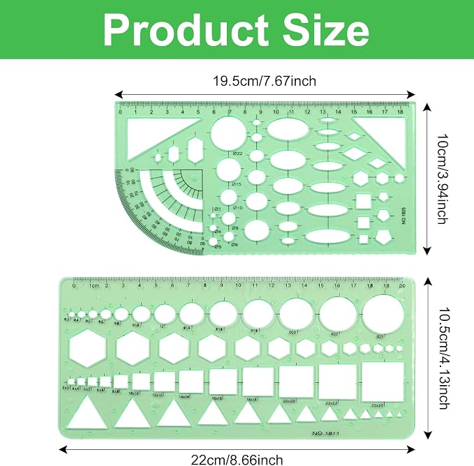 Circle Template, Digital Drawing Set, Geometric Drawings Stencils Rulers - Image 2