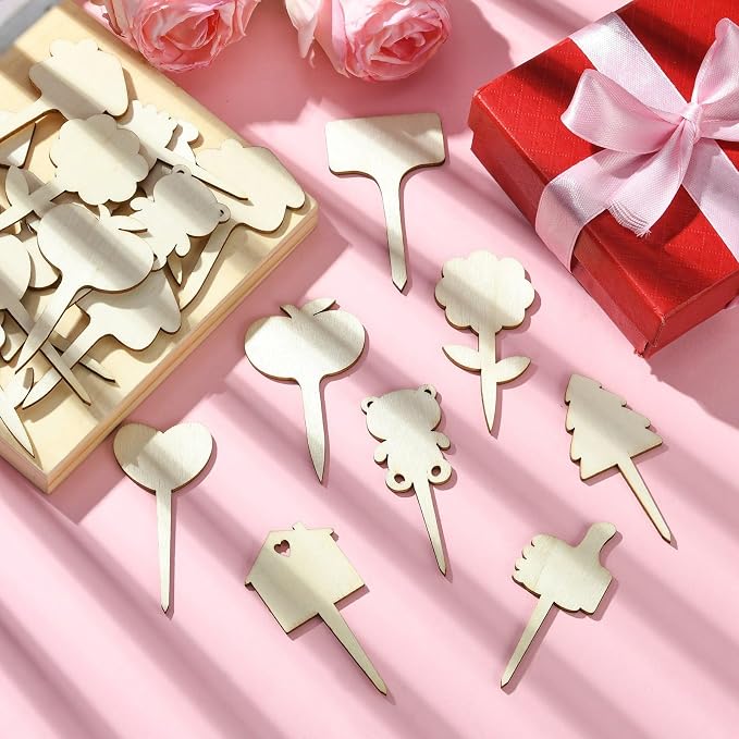 60 pcs 12 Styles Forest Theme Unfinished Wood Cutout Charms Butterfly Heart - Image 6