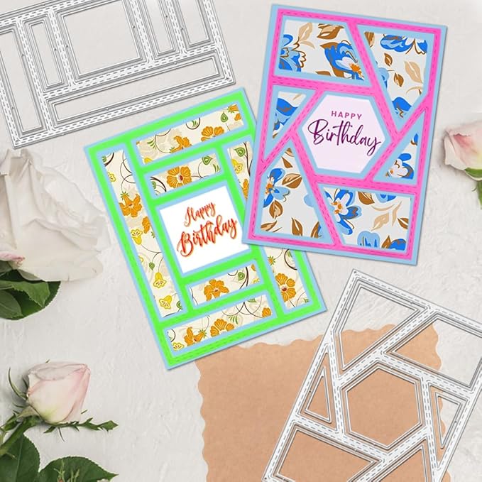 3 PCS Rectangular Die Cuts for Card Making, AFUNTA Frame Scrapbook Metal - Image 3