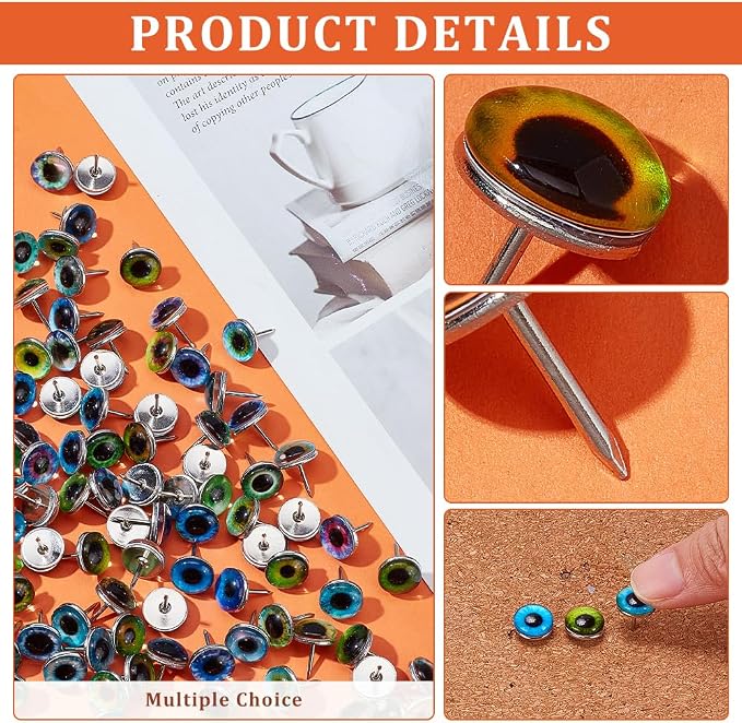 PH PandaHall 100pcs 50 Styles Eyeball Push Pins Thumb Tacks Mini Decorative - Image 4