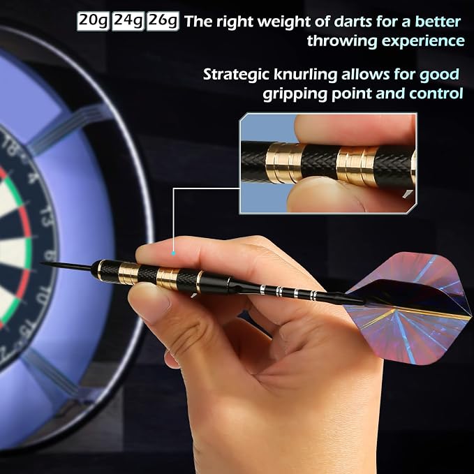 LANNEY Darts Metal Tip Set, Steel Tip Darts Set 20 Grams 24 Grams and 26 Grams - Image 2