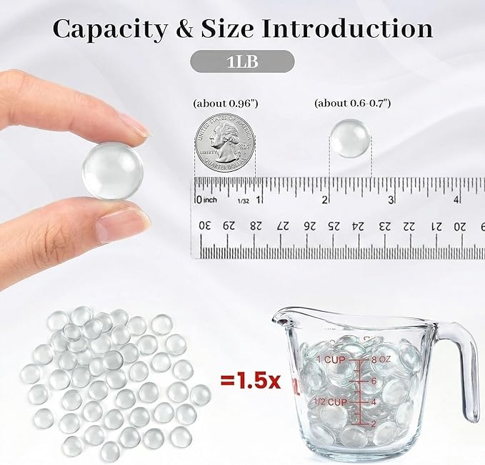FUTUREPLUSX 1LB Clear Flat Glass Marbles, Vase Filler Glass Pebbles Floral - Image 2