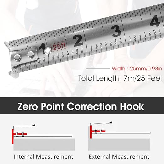 4PCS Tape Measure 25Ft/7.5M Double Side Scale Metric/Imperial Mesuring Tape | - Image 7