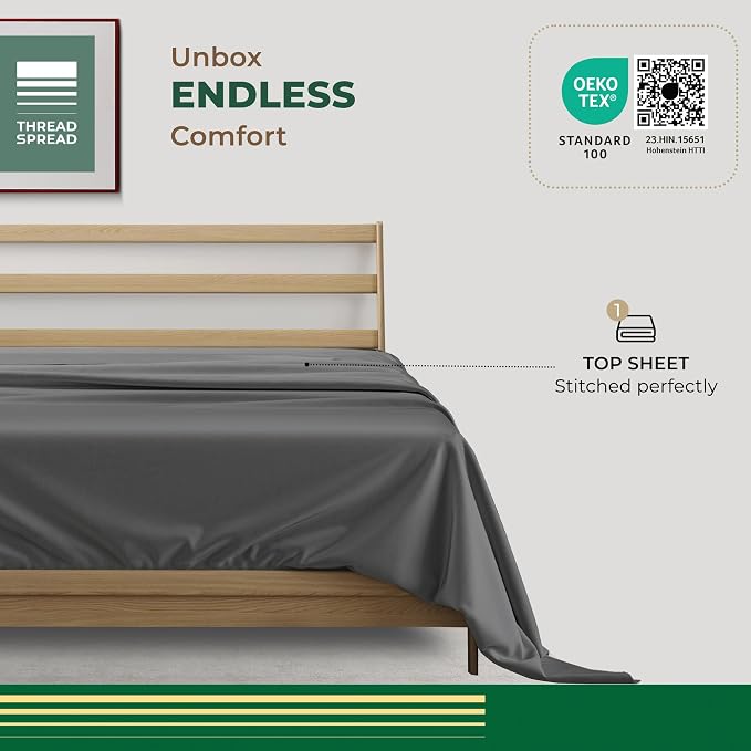 THREAD SPREAD 100% Organic Cotton Percale Flat Sheet Twin XL Size - Image 3