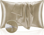BEDELITE Satin Pillowcase with Zipper, Taupe King Size Pillow Cases Set of 2 by BEDELITE