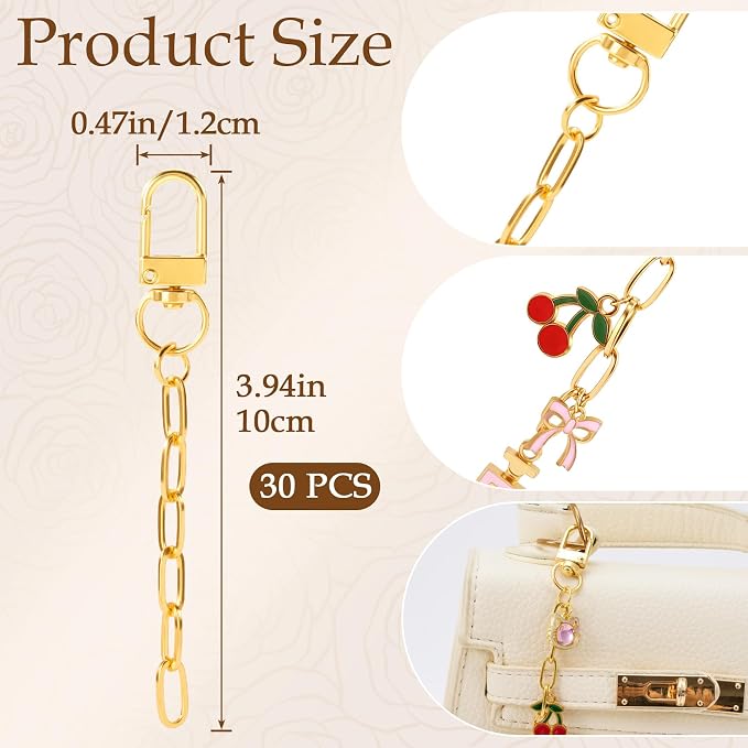 20pcs Gold Keychain Making Kit, Key Ring Swivel Snap Hook Chains, Extender - Image 2