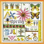 Awesocrafts Unstamped Cross Stitch Kits, Four Seasons of Spring Easy Patterns by Awesocrafts