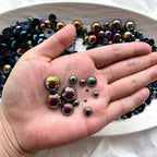 1500PCS 3-14mm BlackAB Flatback Pearls, 150g Half-Round ABS Pearls - Image 3