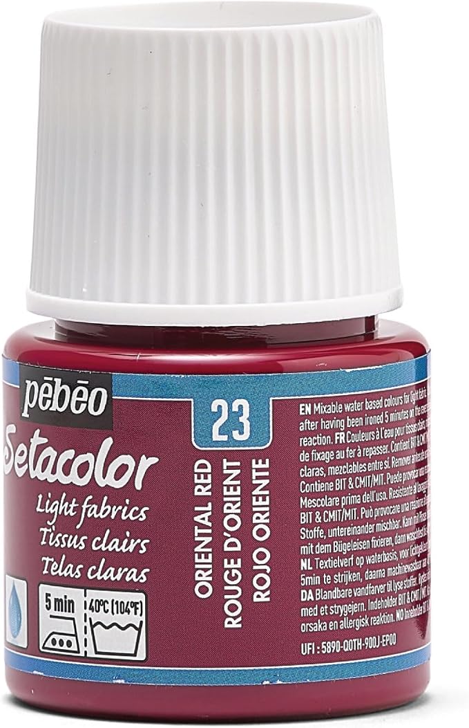 Pebeo Setacolor Light Fabrics Paint 45-Milliliter Bottle, Oriental Red - Image 4