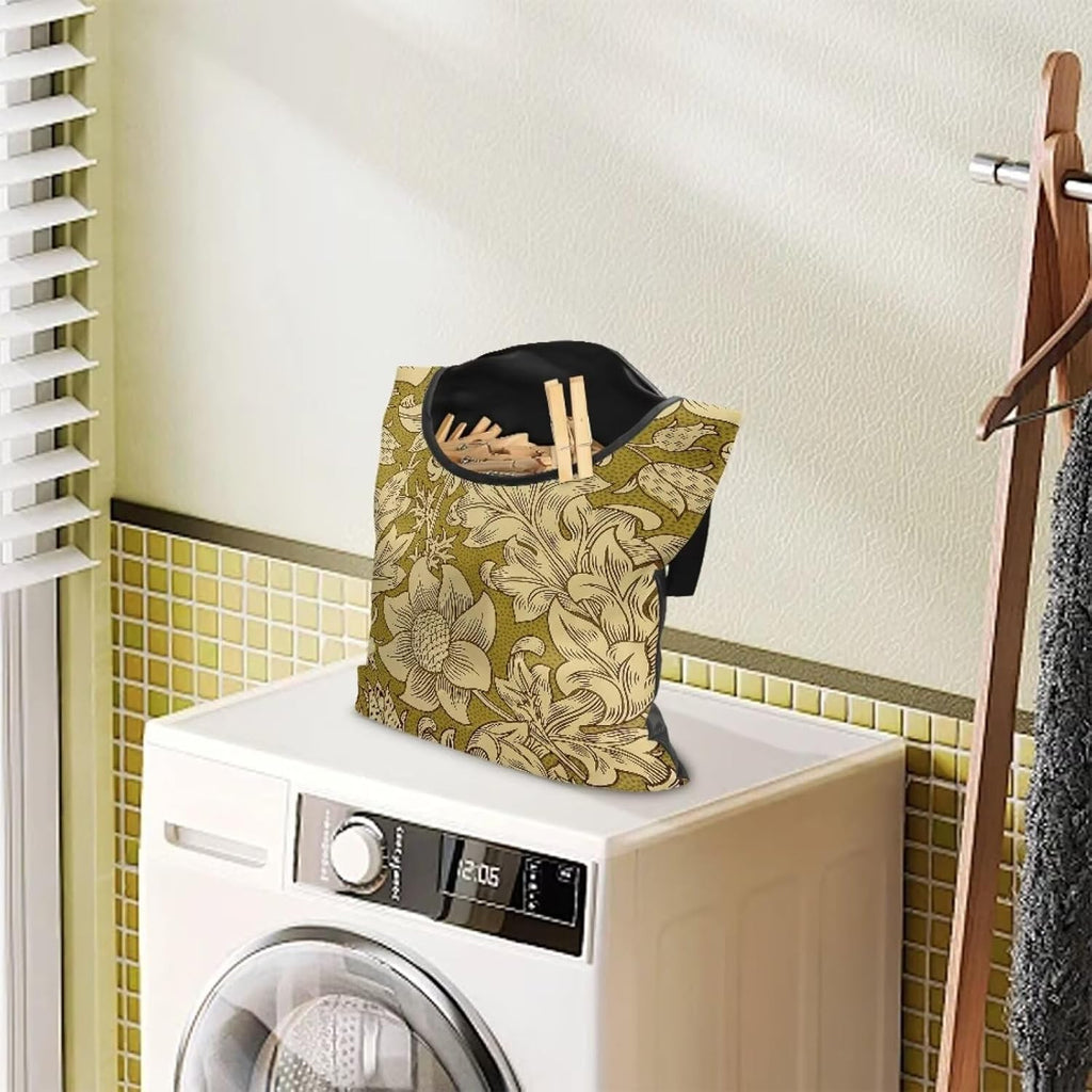 William Morris Works Print Clothespin Holder with Large Opening 14.5"x12" - Multipurpose Outdoor Storage Bag - Durable Polyester Construction with Double Stitched Seams Laundry Centers
