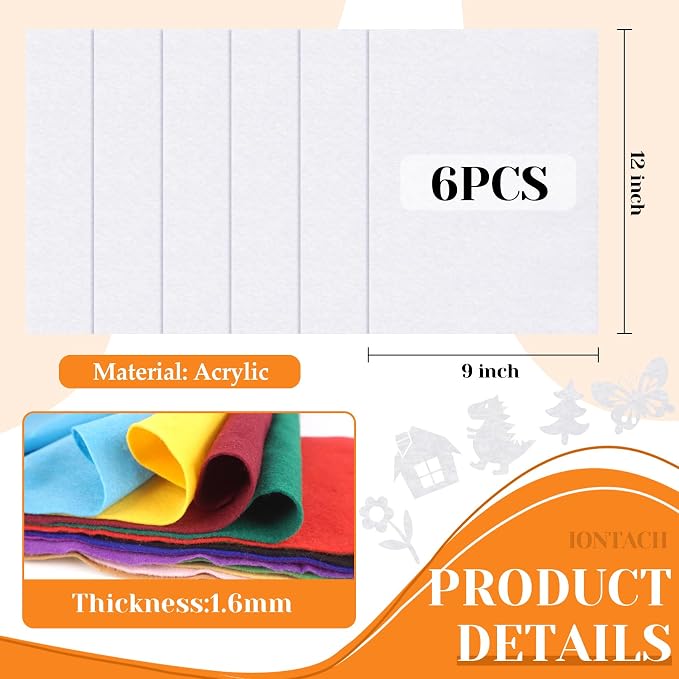 IONTACH 9" X 12" Soft Felt Sheets 1.6mm Thick | Felt Fabric - Image 3