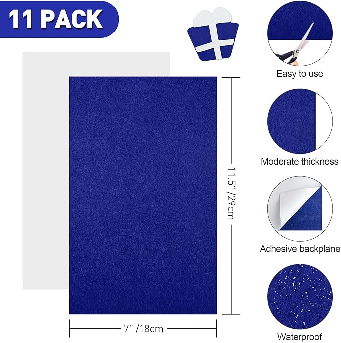 NACHLYNN 11Pcs Self Adhesive Felt Fabric Sheets 7"x11.5" /18x29cm Sticky Back - Image 2