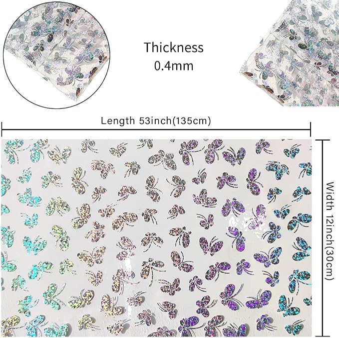 HYANG Transparent Butterfly PVC Super Clear Holographic Vinyl Faux Leather - Image 4