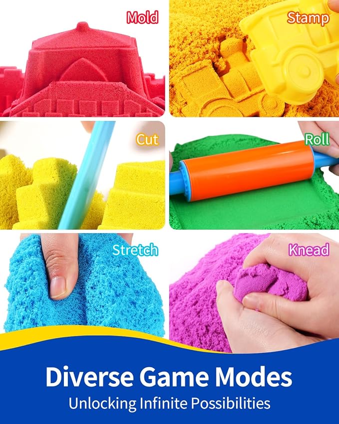 OleOletOy Colored Sand Bulk for Kids: 12 Lbs Large Pack Multicolor Moldable Sand - Image 4