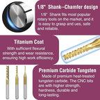 Titanium Coated Engraving Milling Cutter Carbide Bits, 1/8'' Shank, 10 Pieces - Image 3