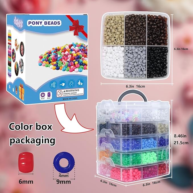 LIS HEGENSA 6300 Pcs DIY Childrens Crafts Beads Friendship Bracelet Kit - Image 2