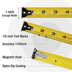 WORKPRO 25FT Pink Tape Measure, 1/8 Fractions Easy Read Measuring Tape | - Image 3