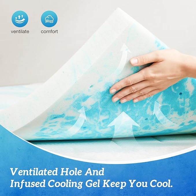 Sweetcrispy Mattress Topper Full, 4 Inch Thick Memory Foam Gel Infused Cooling - Image 4
