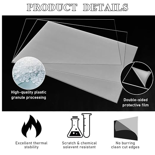 Roowest 2 Pcs 24 x 36 Inch, 1/2 Inch Thick Clear Acrylic Sheets Plastic - Image 4