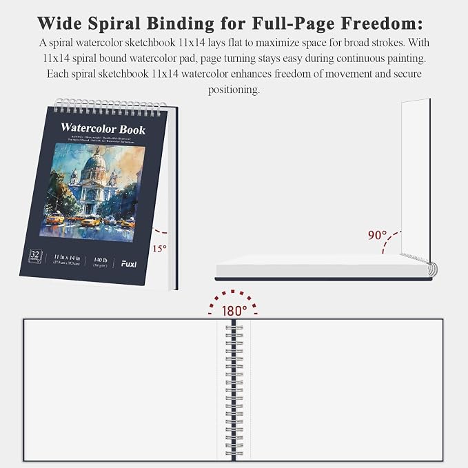 Fuxi Water Color Paper 11x14, Large Watercolor Paper 140 lb Cold Press - Image 4