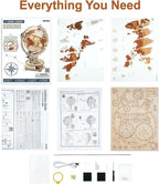ROKR 3D Wooden Puzzles for Adults Illuminated Globe - Image 6