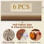 XSEINO 6 Rolls 12"x35" 1.4mm Thick Soft Felt Fabric Sheet 6 Assorted Earth Tone - Image 2