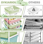 SYKIARIOL Utility Cart with 5 Labeling Drawers and Wooden Tabletop – Rolling - Image 4