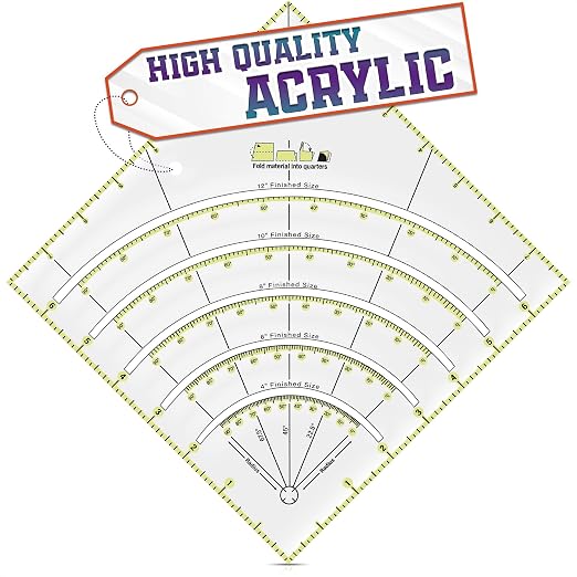 8.1 x 8.1 Inch Precision Slotted Quilting Ruler – 1/8" Grid Lines Transparent by HYQO