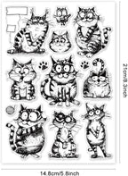 GLOBLELAND Coy Cat Clear Stamps Funny Cat Silicone Clear Stamp Seals Cartoon - Image 6