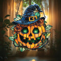 Witch Hat Pumpkin & Roses Acrylic Suncatcher by Unknown