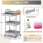 Goovilla 3 Tier Rolling Utility Cart Organizer - Image 4