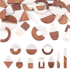FASHEWELRY 20Pcs Resin & Wood Pendants 10 Styles Rectangle Teardrop Rhombus by FASHEWELRY