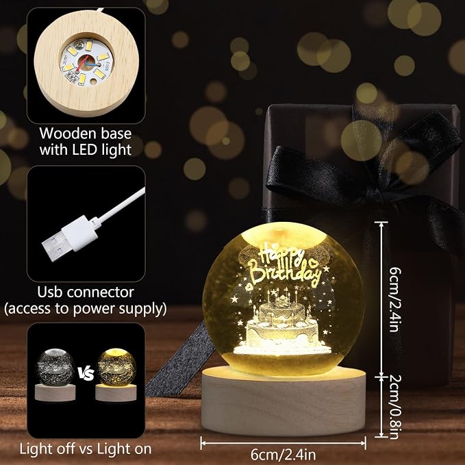 MAIBAOTA Birthday Decor Crystal Ball 2.4 Inches Glass Ball Birthday Gifts - Image 3