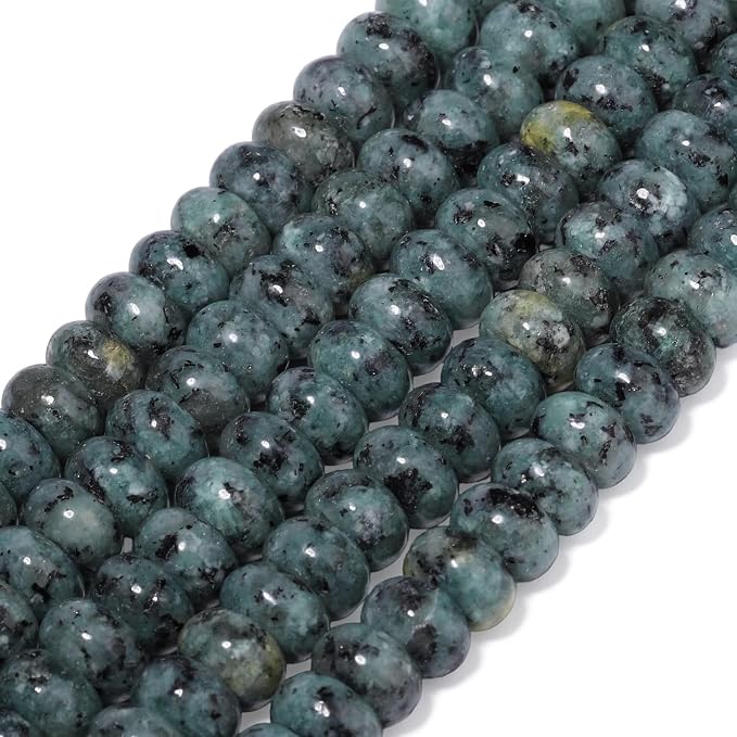 Songxi 5x8mm Natural Grey Sesame Jasper Stone Rondelle Beads, Gemstone - Image 3